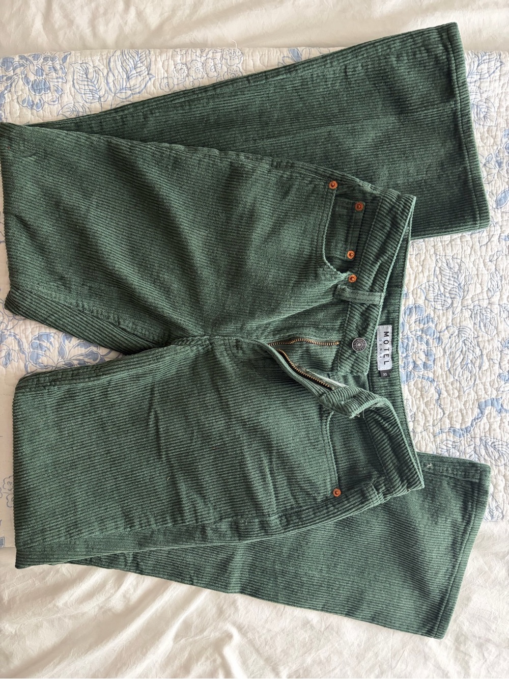 Motel Rocks Olive Green Corduroy Low rise Pants